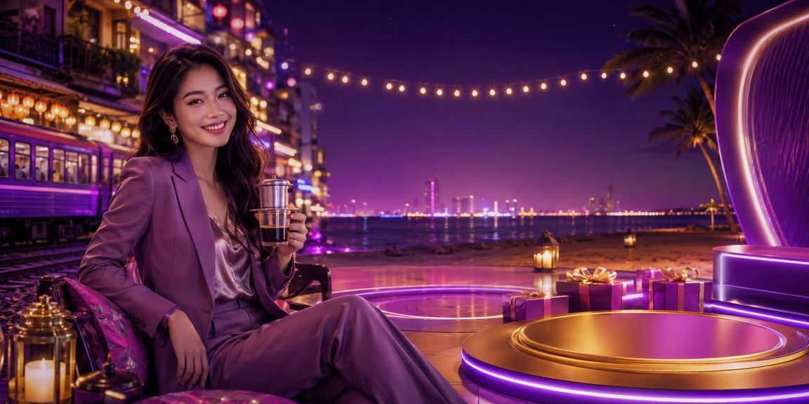 Giao diện cá cược và casino trên nền đèn neon tại Hà Nội