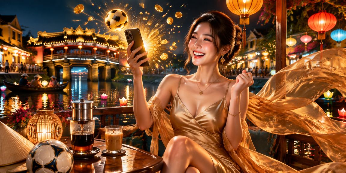 Người chơi tại Hội An thư giãn với cà phê và theo dõi kết quả cá cược bóng đá